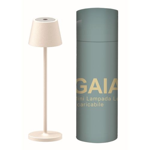 Lampe à Poser Rechargeable Gaia, Métal, Beige, 7,5x7,5x27 Cm
