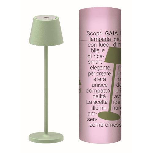 Lampe à Poser Rechargeable Gaia, Métal, Vert, 7,5x7,5x27 Cm