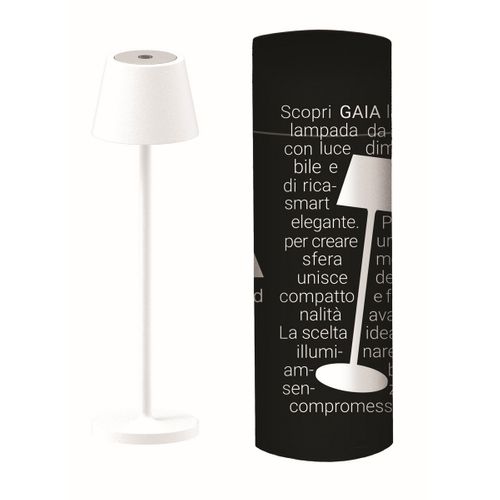 Lampe à Poser Rechargeable Gaia, Métal, Blanc, 7,5x7,5x27 Cm