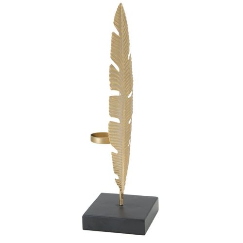 Sculpture Feuille 75, Métal, Or, 10x10x34 Cm