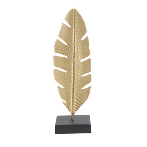 Sculpture Feuille 75, Métal, Or, 10x10x34 Cm