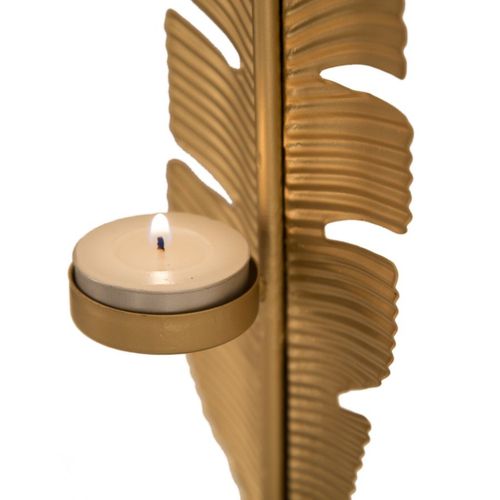 Sculpture Feuille 75, Métal, Or, 10x10x34 Cm