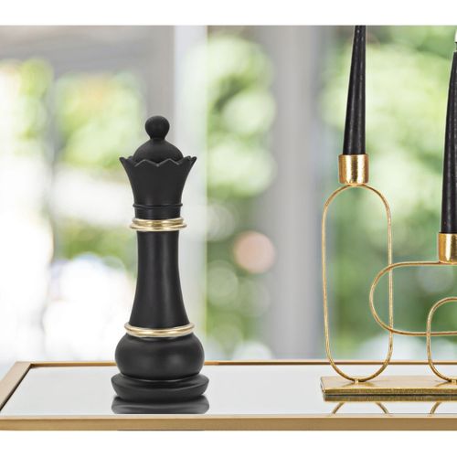 Sculpture Échecs 14, Polyrésine, Noir, 9x9x25,5 Cm