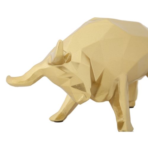Sculpture Taureau, Polyrésine, Or, 19,5x9,9x10,6 Cm