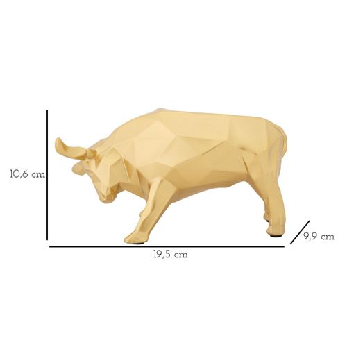 Sculpture Taureau, Polyrésine, Or, 19,5x9,9x10,6 Cm