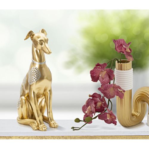 Sculpture Chien 6, Polyrésine, Or, 19,8x10x29 Cm