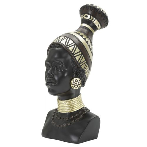 Sculpture Afrique 7, Polyrésine, Noir, 23x19x38,5 Cm