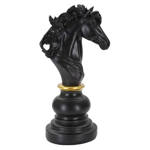 Sculpture Échecs 12, Polyrésine, Noir, 14x11x27 Cm