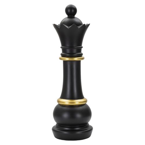 Sculpture Échecs 3, Polyrésine, Noir, 15x15x50 Cm