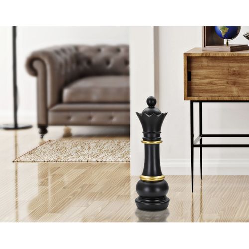 Sculpture Échecs 3, Polyrésine, Noir, 15x15x50 Cm