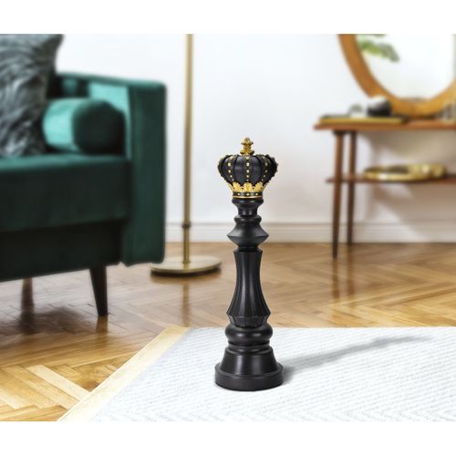 Sculpture Échecs 4, Polyrésine, Noir, 14x14x50 Cm