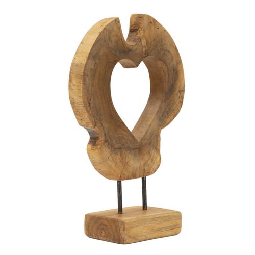 Sculpture Cœur 7, Bois, Marron, 28x10x38 Cm