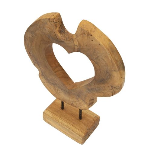 Sculpture Cœur 7, Bois, Marron, 28x10x38 Cm