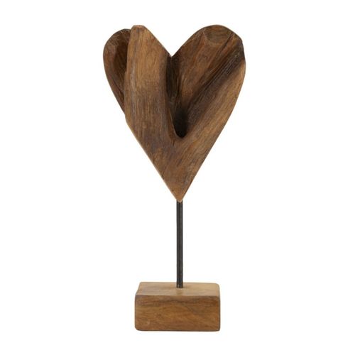 Sculpture Cœur 9, Bois, Marron, 15x10x35 Cm