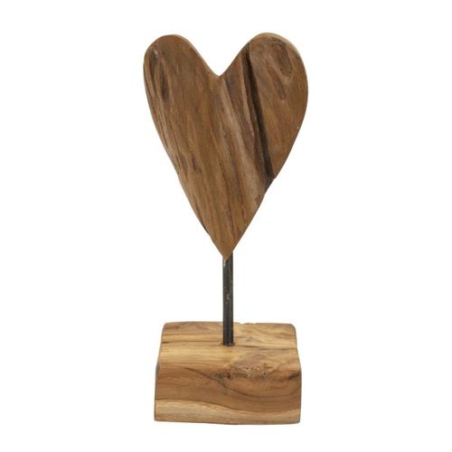 Sculpture Cœur 10, Bois, Marron, 10x10x25 Cm