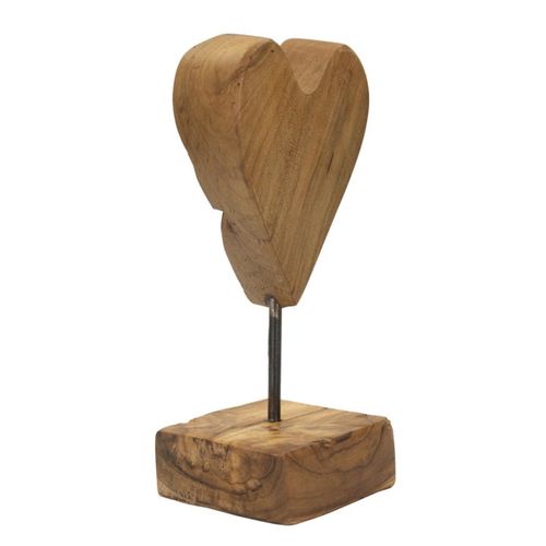 Sculpture Cœur 10, Bois, Marron, 10x10x25 Cm