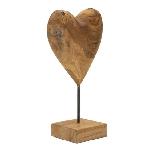 Sculpture Cœur 6, Bois, Marron, 20x12x37 Cm