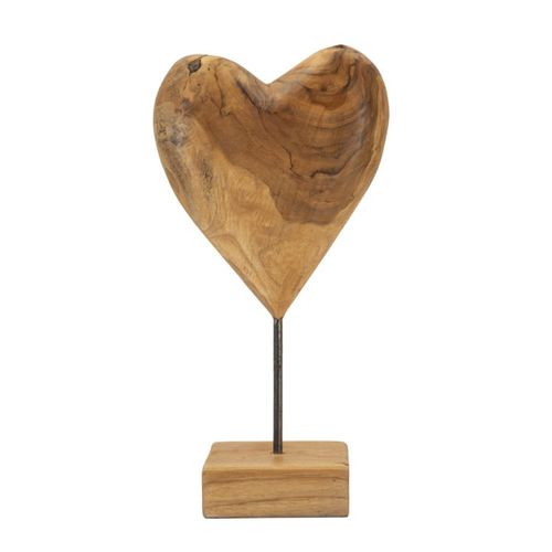 Sculpture Cœur 6, Bois, Marron, 20x12x37 Cm