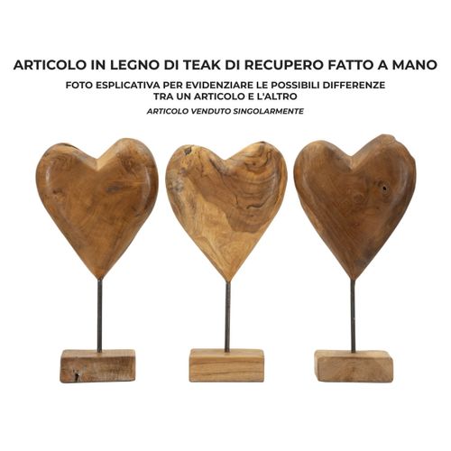 Sculpture Cœur 6, Bois, Marron, 20x12x37 Cm