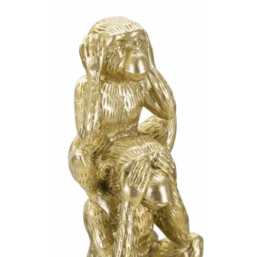 Sculpture Singe 12, Polyrésine, Or, 10,5x10,5x30 Cm