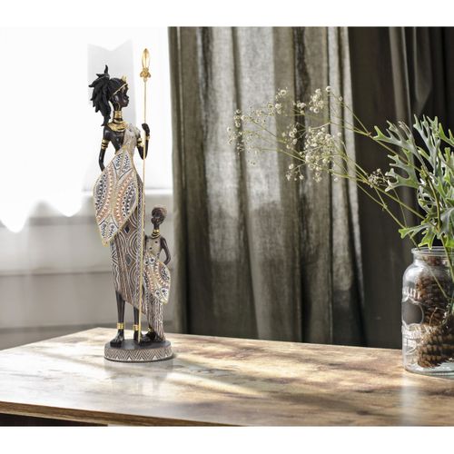 Sculpture Afrique 12, Polyrésine, Multicouleur, 11,5x8,5x46 Cm