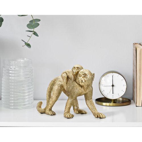 Sculpture Singe 13, Polyrésine, Or, 29,5x11,5x18,5 Cm