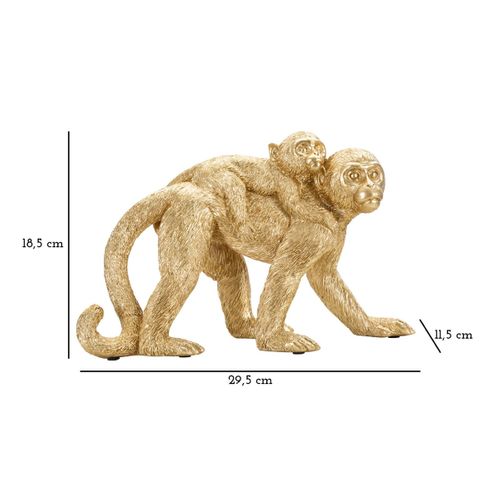 Sculpture Singe 13, Polyrésine, Or, 29,5x11,5x18,5 Cm