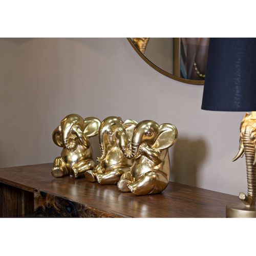 Sculpture Singe 11, Polyrésine, Or, 15,5x15,5x20,5 Cm