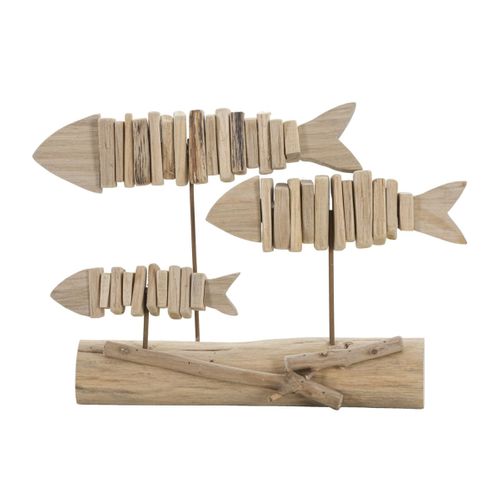 Sculpture Poisson 11, Bois, Marron, 37x10x24 Cm