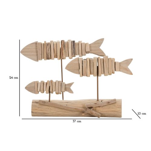 Sculpture Poisson 11, Bois, Marron, 37x10x24 Cm