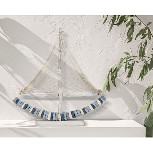 Sculpture Bateau 2, Bois, Multicouleur, 45x7x45 Cm