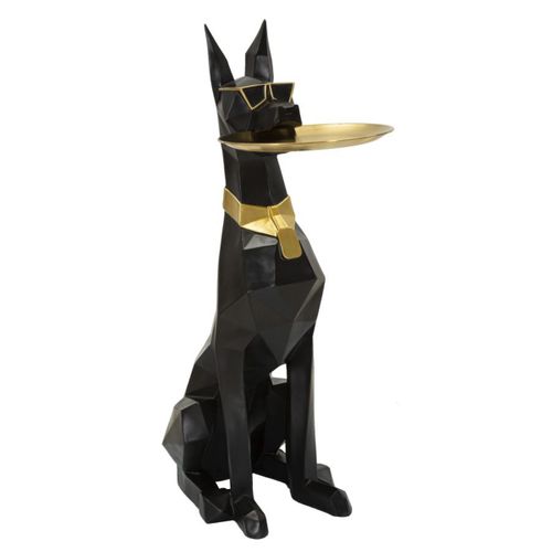 Plateau Chien 14, Polyrésine, Noir, 30x64x91 Cm