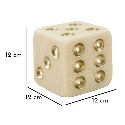Sculpture Dé, Polyrésine, Blanc, 12x12x12 Cm