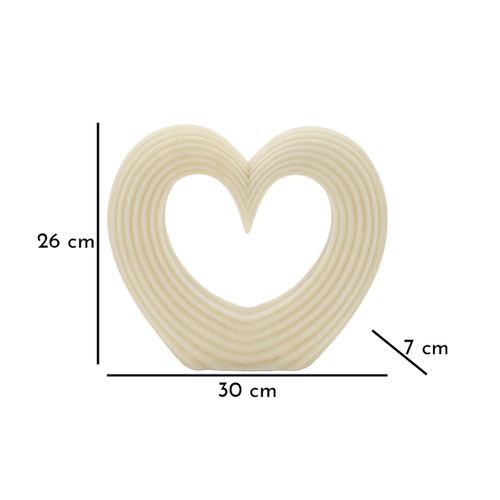 Sculpture Cœur 12, Polyrésine, Blanc, 30x7x26 Cm