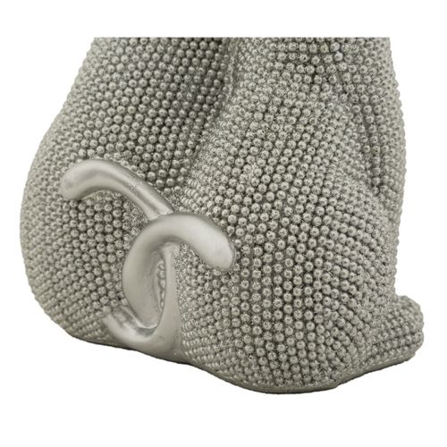 Sculpture Chats 1, Polyrésine, Argent, 13x10x21 Cm
