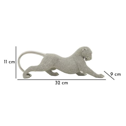 Sculpture Chats 5, Polyrésine, Argent, 32x9x11 Cm