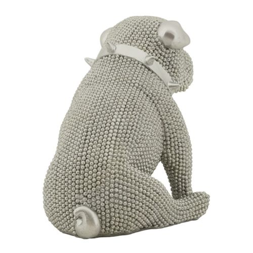Sculpture Chien 8, Polyrésine, Argent, 17x11x14 Cm