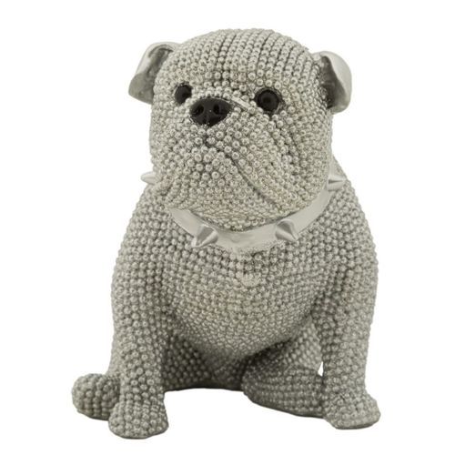 Sculpture Chien 8, Polyrésine, Argent, 17x11x14 Cm