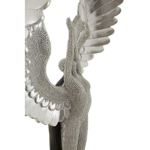 Sculpture Phoenix, Polyrésine, Argent, 26x9x48 Cm