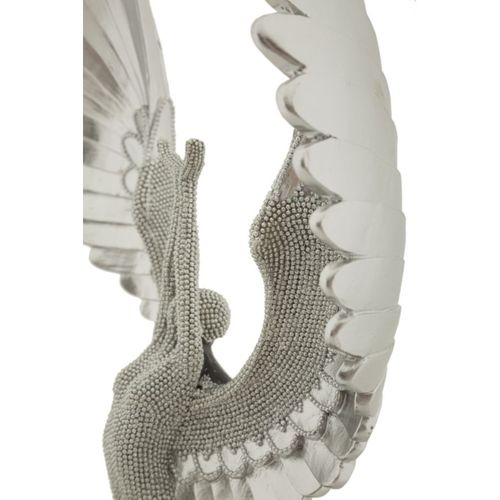 Sculpture Phoenix, Polyrésine, Argent, 26x9x48 Cm