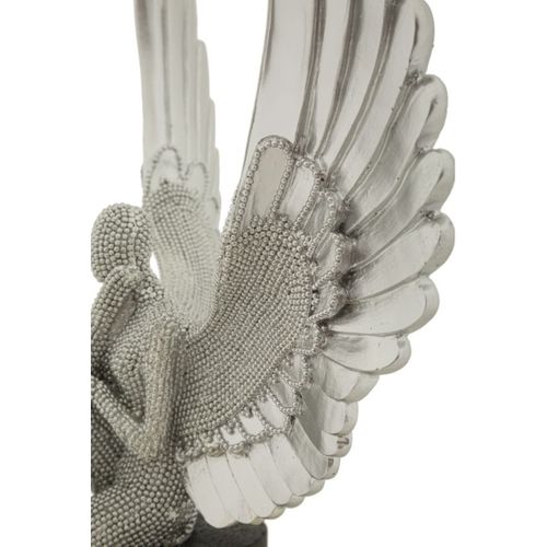 Sculpture Phoenix 1, Polyrésine, Argent, 24x8x34 Cm