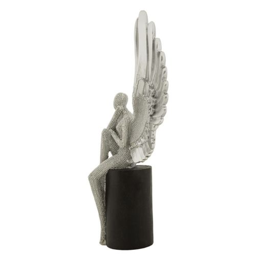 Sculpture Phoenix 1, Polyrésine, Argent, 24x8x34 Cm