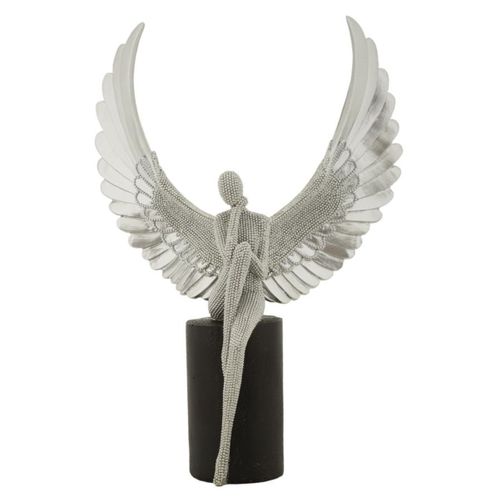 Sculpture Phoenix 1, Polyrésine, Argent, 24x8x34 Cm