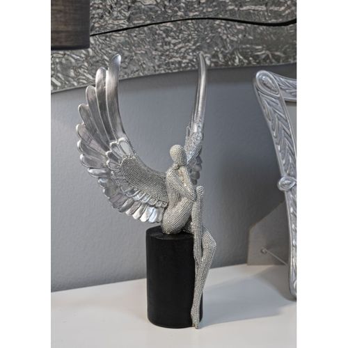 Sculpture Phoenix 1, Polyrésine, Argent, 24x8x34 Cm