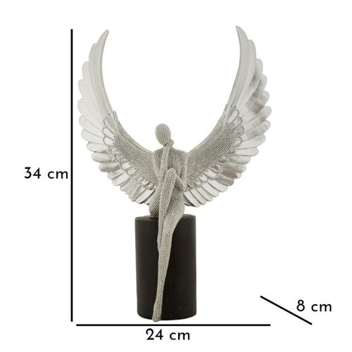 Sculpture Phoenix 1, Polyrésine, Argent, 24x8x34 Cm