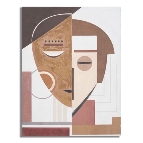 Impression Sur Toile Visage 18, Bois, Multicouleur, 60x2,7x80 Cm