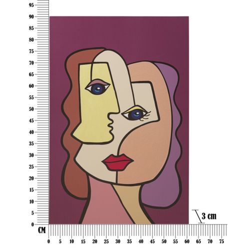 Impression Sur Toile Visage 14, Bois, Multicouleur, 60x3x90 Cm