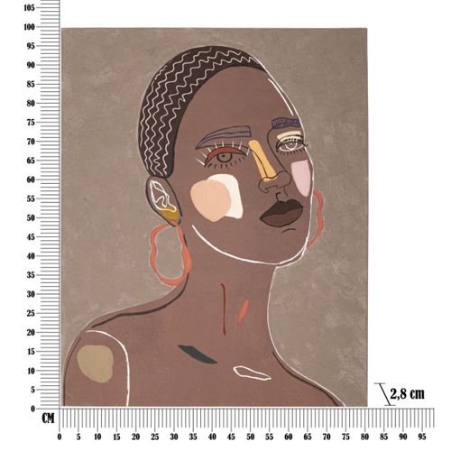 Impression Sur Toile Visage 16, Bois, Marron, 80x2,8x100 Cm