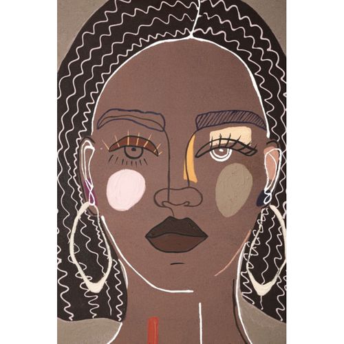 Impression Sur Toile Visage 17, Bois, Marron, 80x2,8x100 Cm