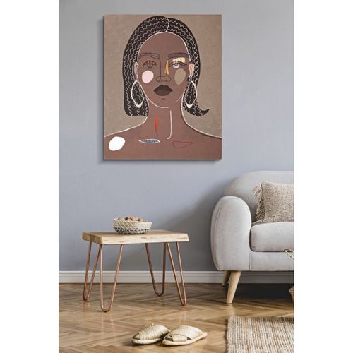 Impression Sur Toile Visage 17, Bois, Marron, 80x2,8x100 Cm